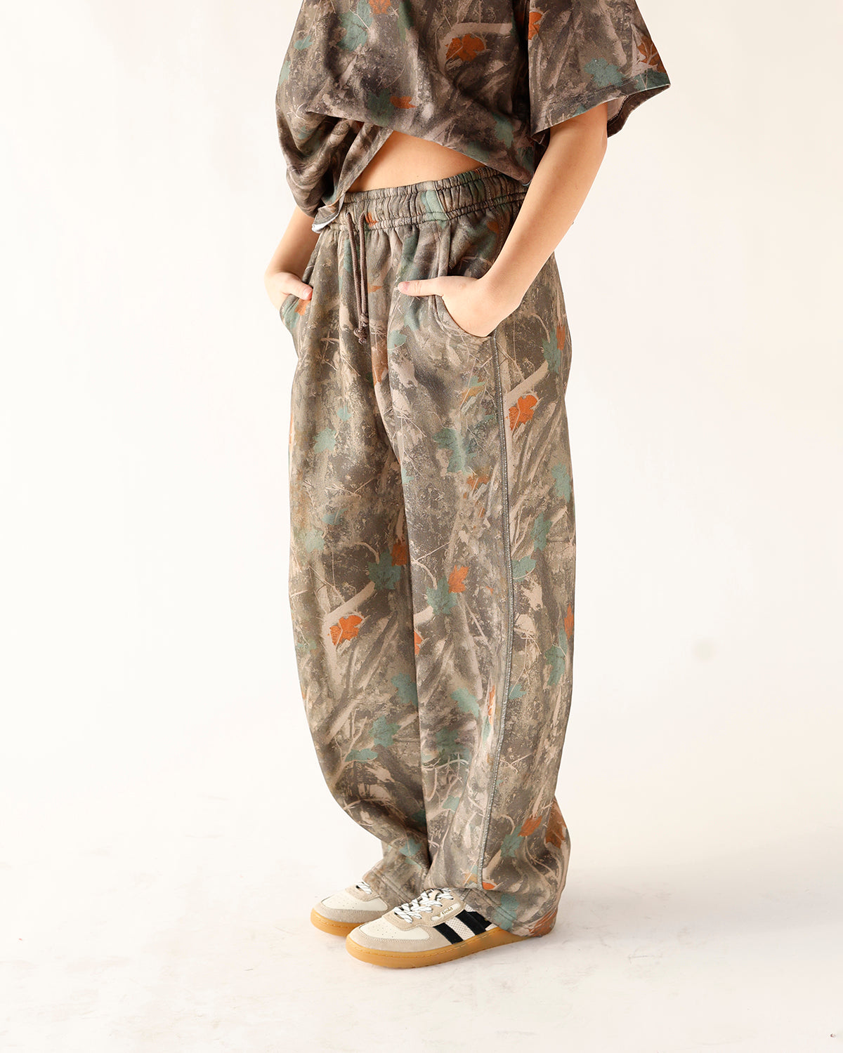 HIP OFF DUTY CAMO OVERSIZED WIDE-LEG SWEATS