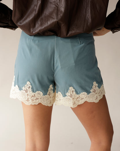 MAUDE RORA LACE HEM SHORTS X ICE BLUE