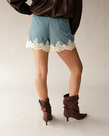 MAUDE RORA LACE HEM SHORTS X ICE BLUE