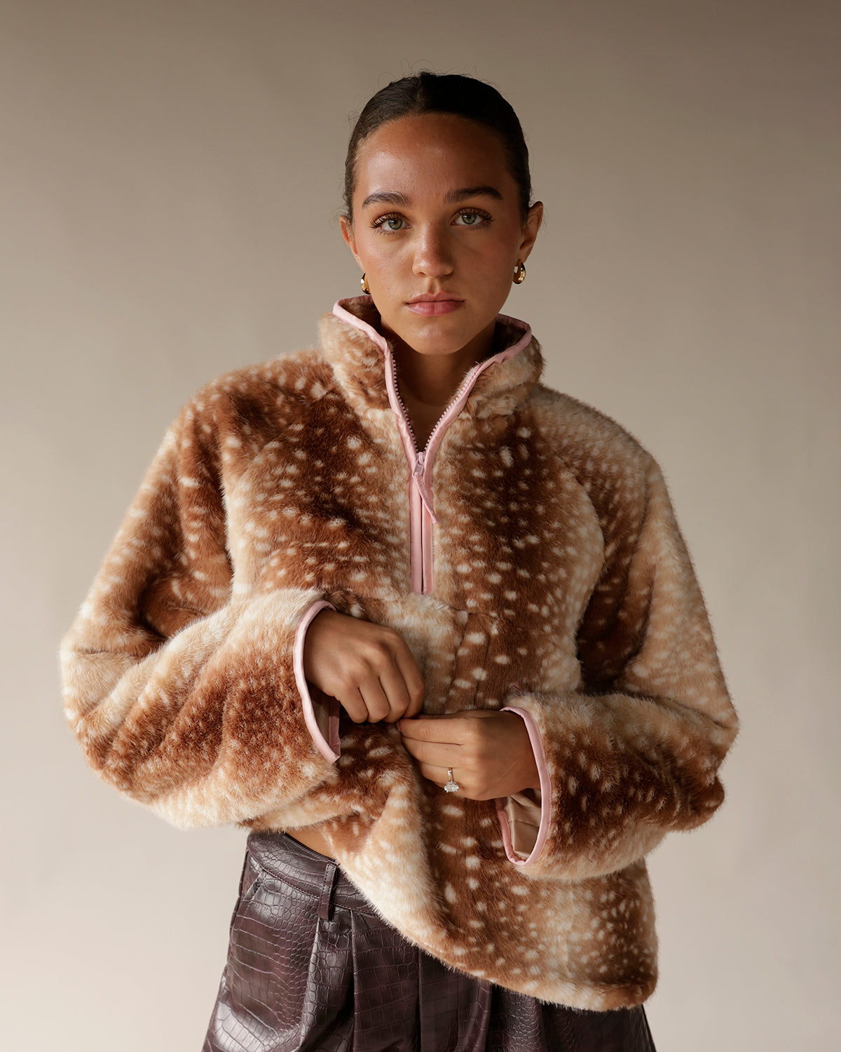 fawn Sherpa, jackets for fall, perfect cozy fall jacket, fawn print coat 