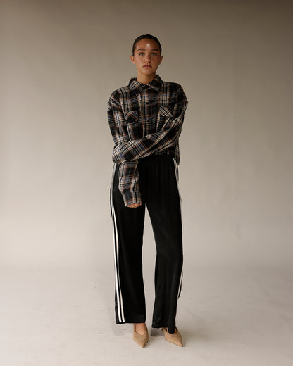 FOMO PLAID BUTTON UP X BLACK
