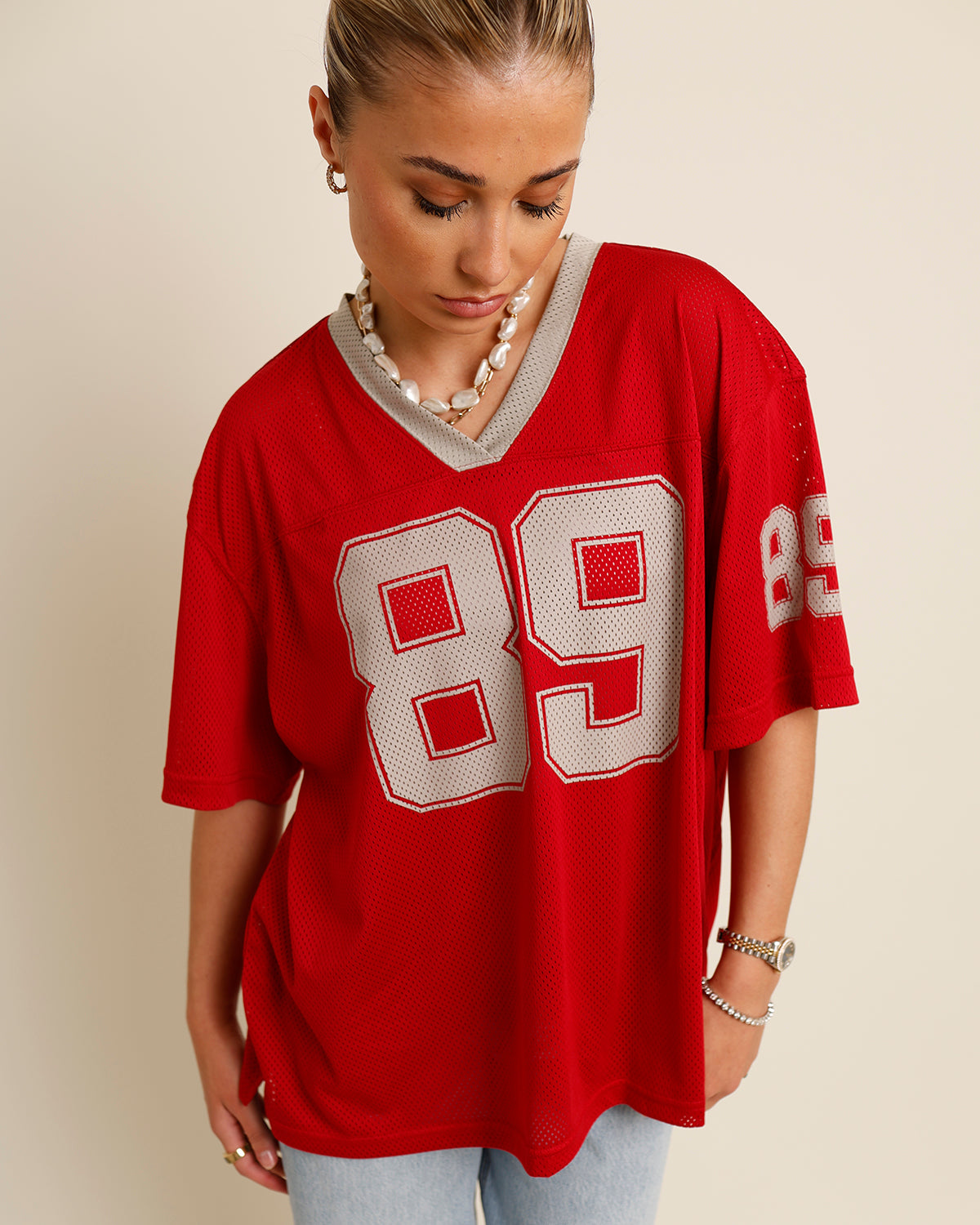 red and gray "89" jersey 