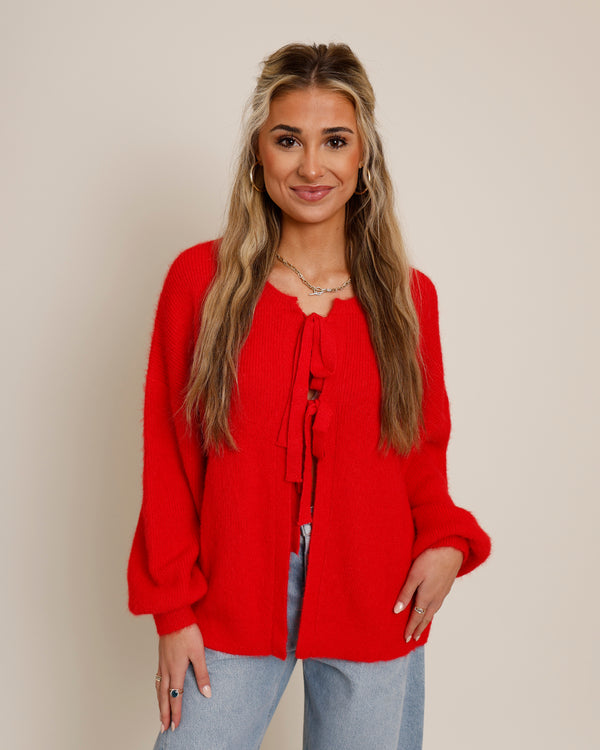 ARTHUR BOW FRONT SWEATER X RED