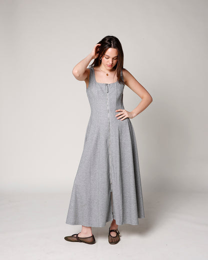 ASH FRONT ZIP MIDI DRESS