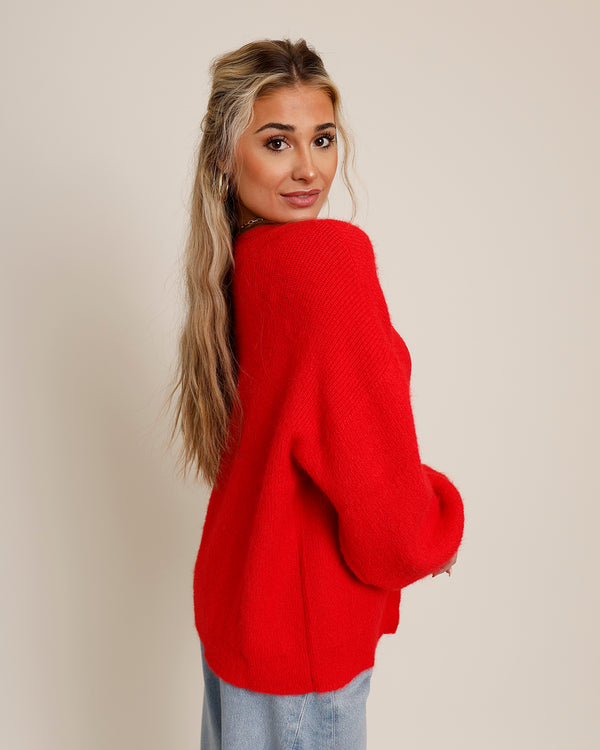 ARTHUR BOW FRONT SWEATER X RED