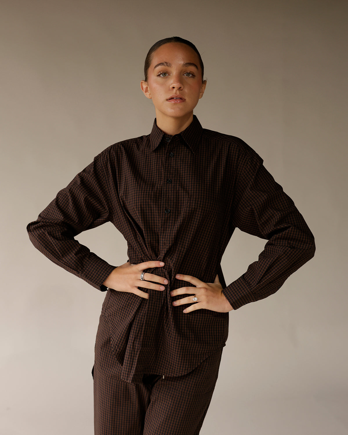 button up brown button up classic button up with a twist for fall work outfit ideas
