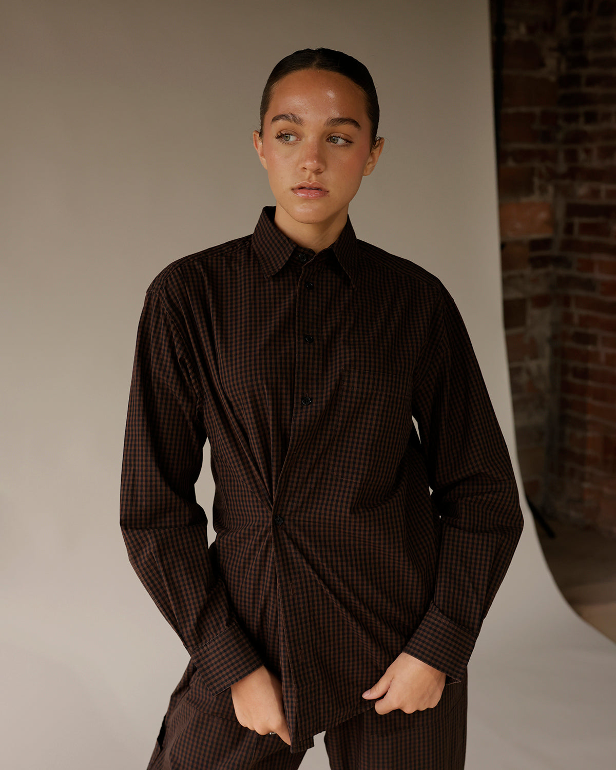 PISTOLA MILA PLAID BUTTON UP X HOT TODDY