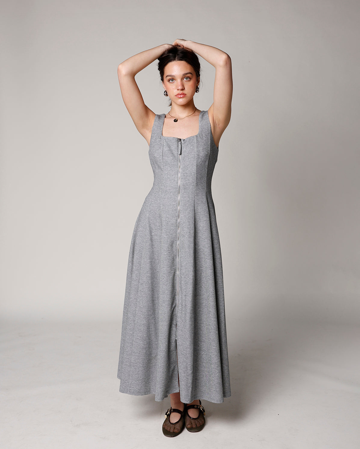 ASH FRONT ZIP MIDI DRESS