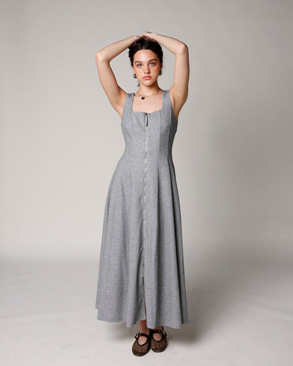 ASH FRONT ZIP MIDI DRESS