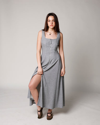 ASH FRONT ZIP MIDI DRESS