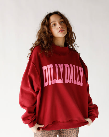 DILLY DALLY MOCK NECK SWEATSHIRT X RED