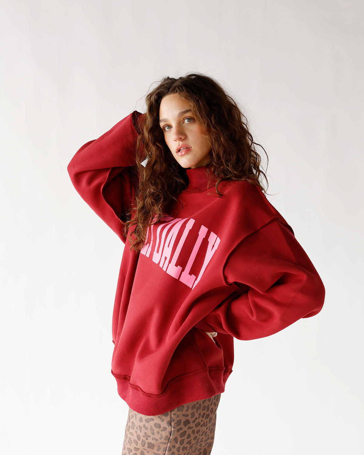 DILLY DALLY MOCK NECK SWEATSHIRT X RED