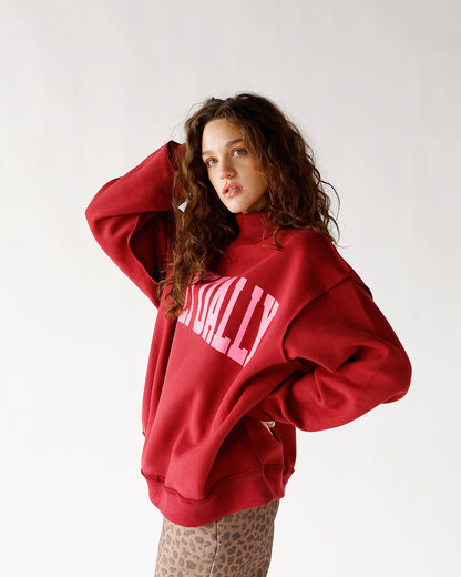 DILLY DALLY MOCK NECK SWEATSHIRT X RED