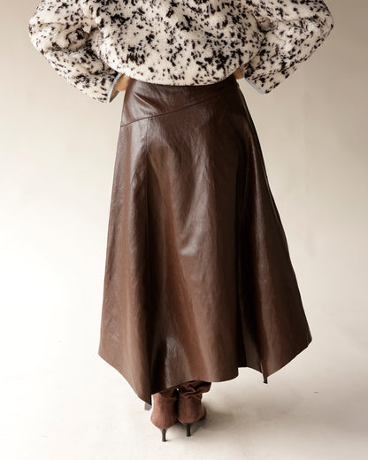 MOONRIVER LEATHER FLOWY MIDI SKIRT