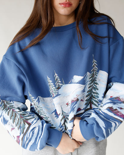 DAYDREAMER ALPINE SKI SCENE OVERSIZED CREW SWEATSHIRT