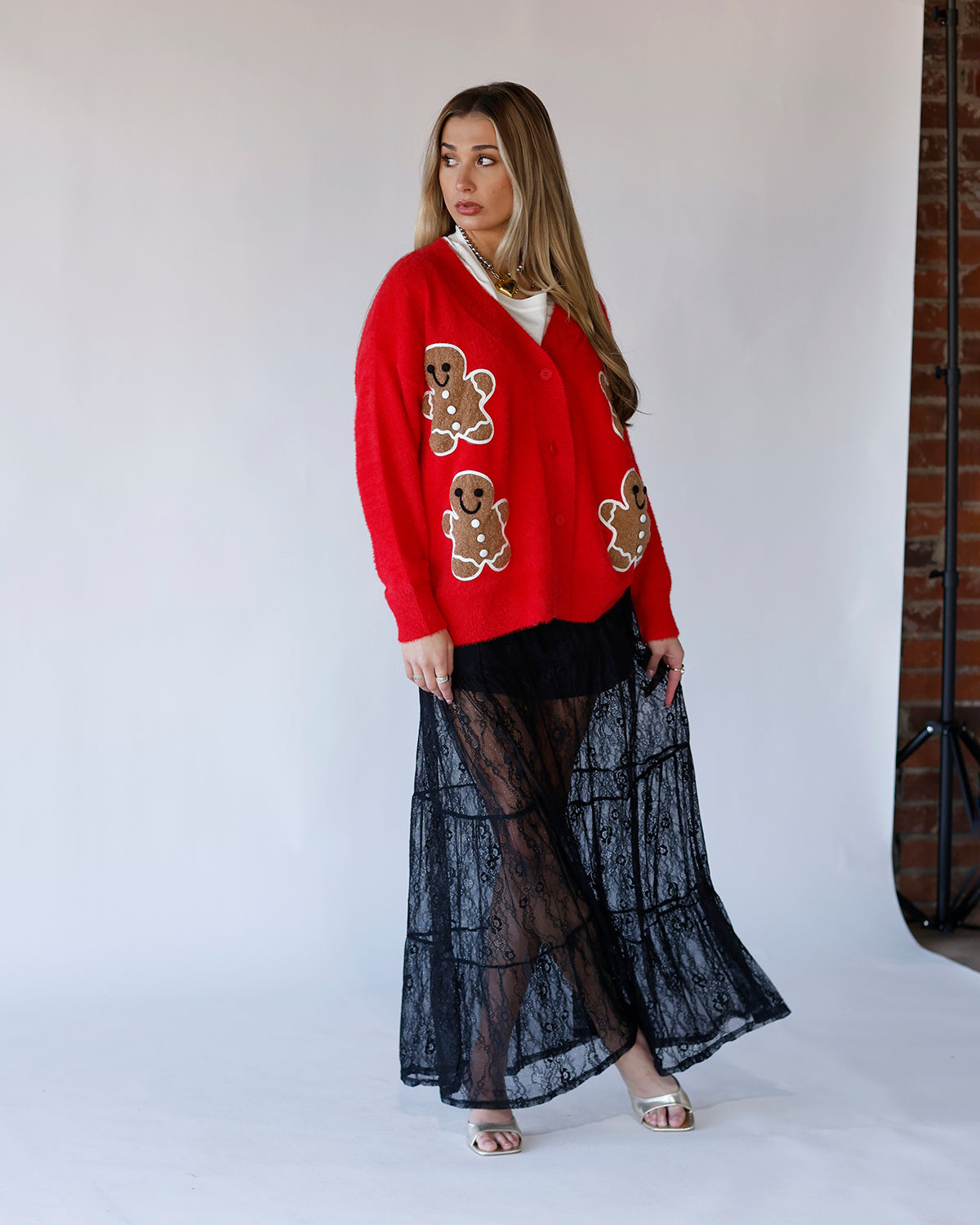 GINGERBREAD COOKIE KNIT CARDI