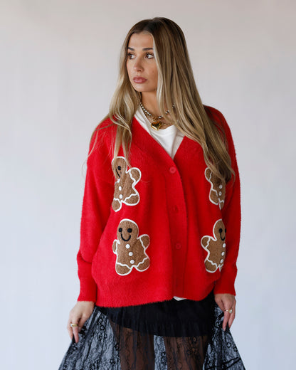 GINGERBREAD COOKIE KNIT CARDI