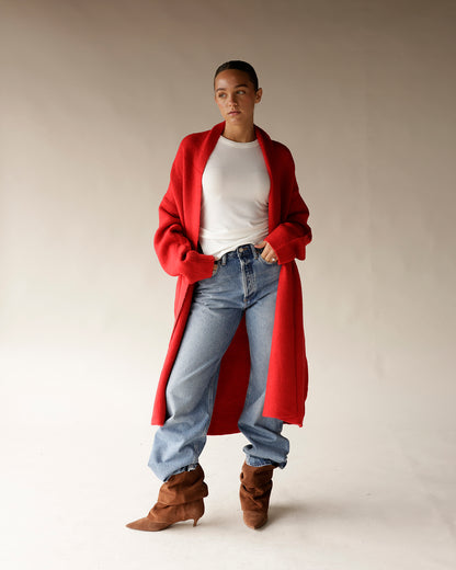 COMFY SEASON LONG SWEATER X RED