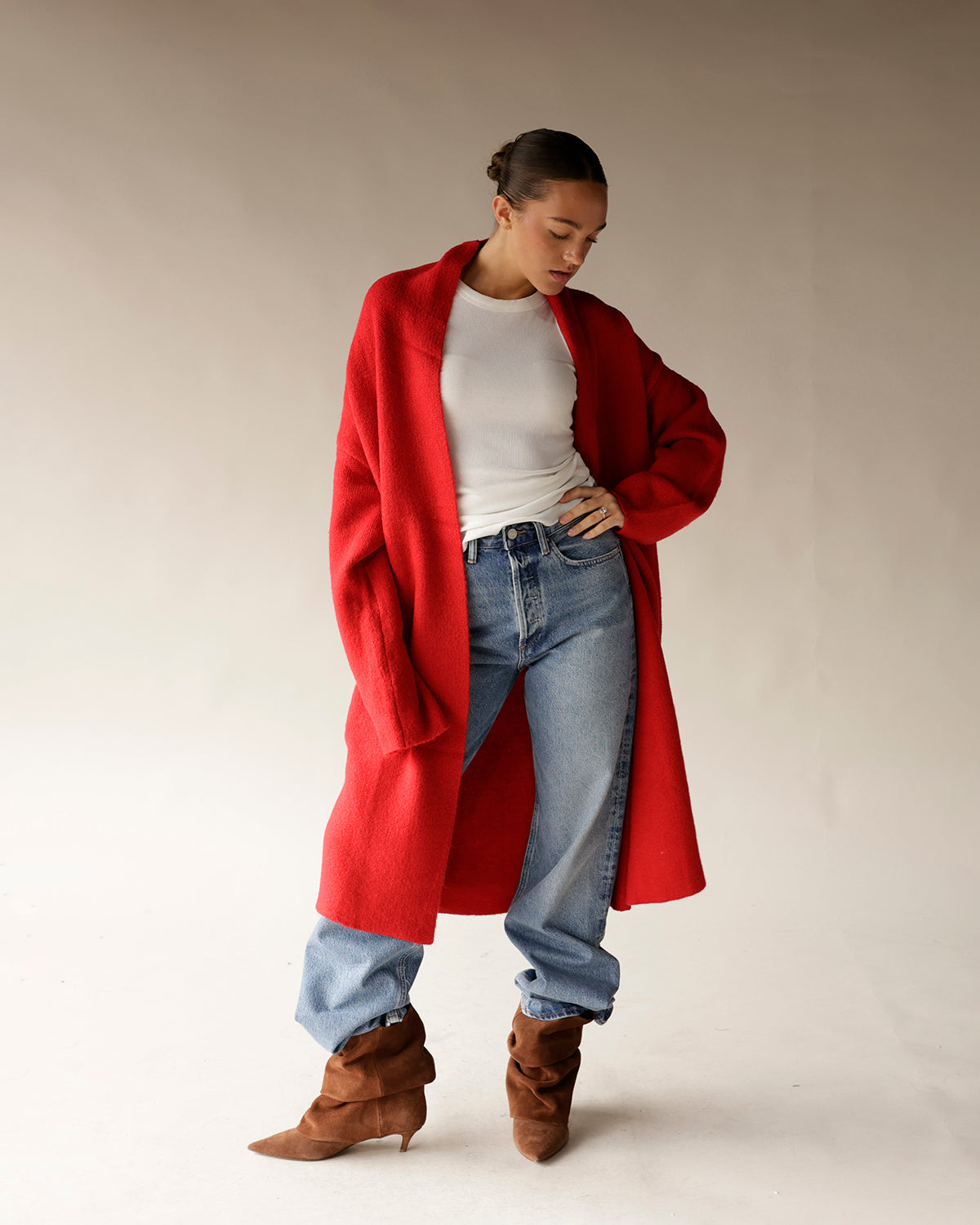 COMFY SEASON LONG SWEATER X RED