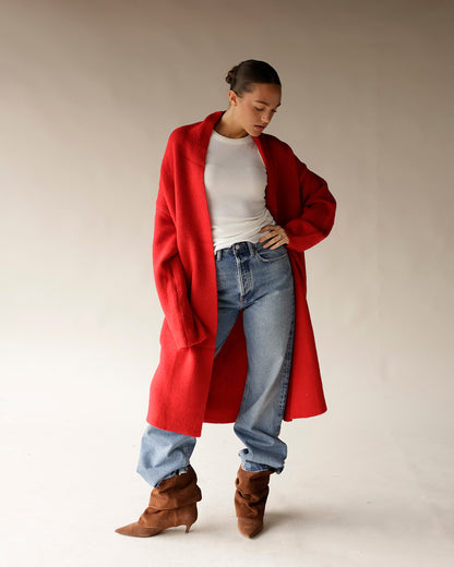 COMFY SEASON LONG SWEATER X RED