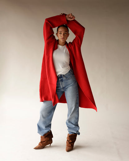 COMFY SEASON LONG SWEATER X RED