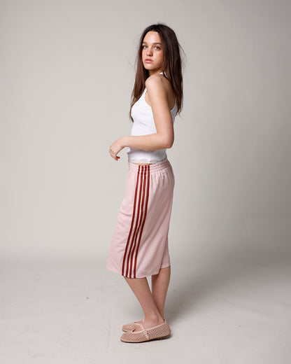 BLUSH LONGLINE MESH TRACK SHORT