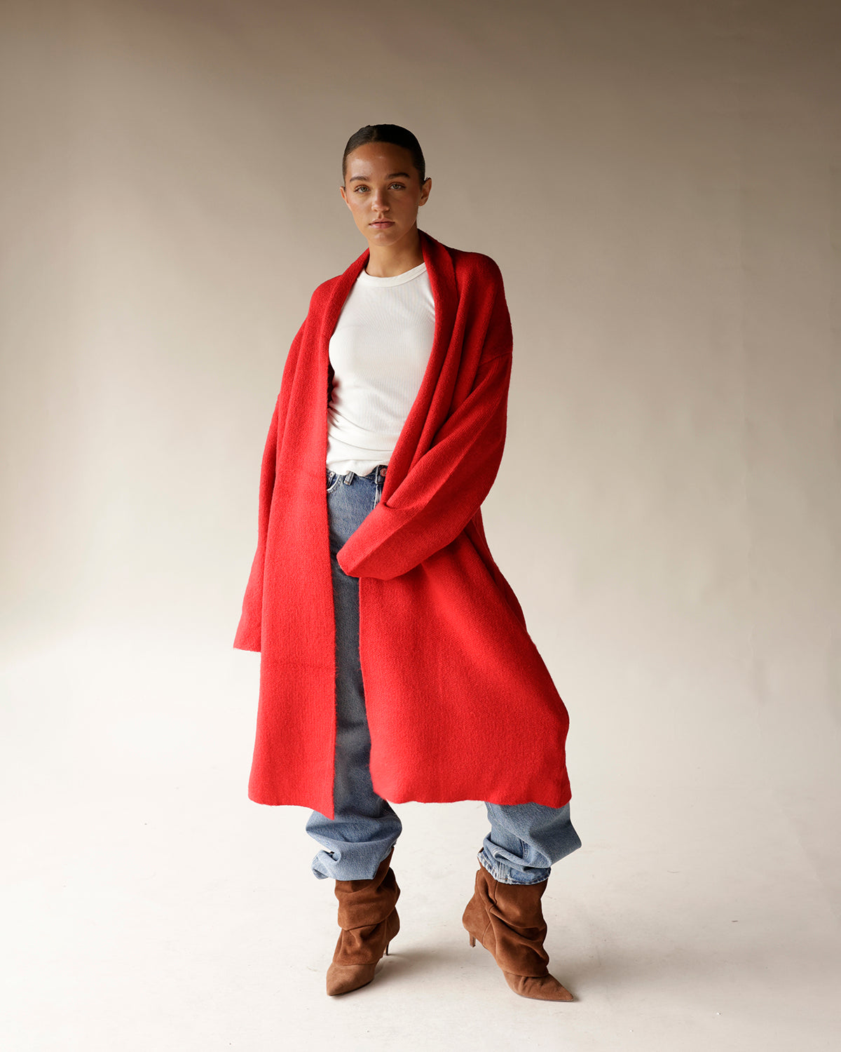 COMFY SEASON LONG SWEATER X RED