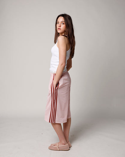 BLUSH LONGLINE MESH TRACK SHORT