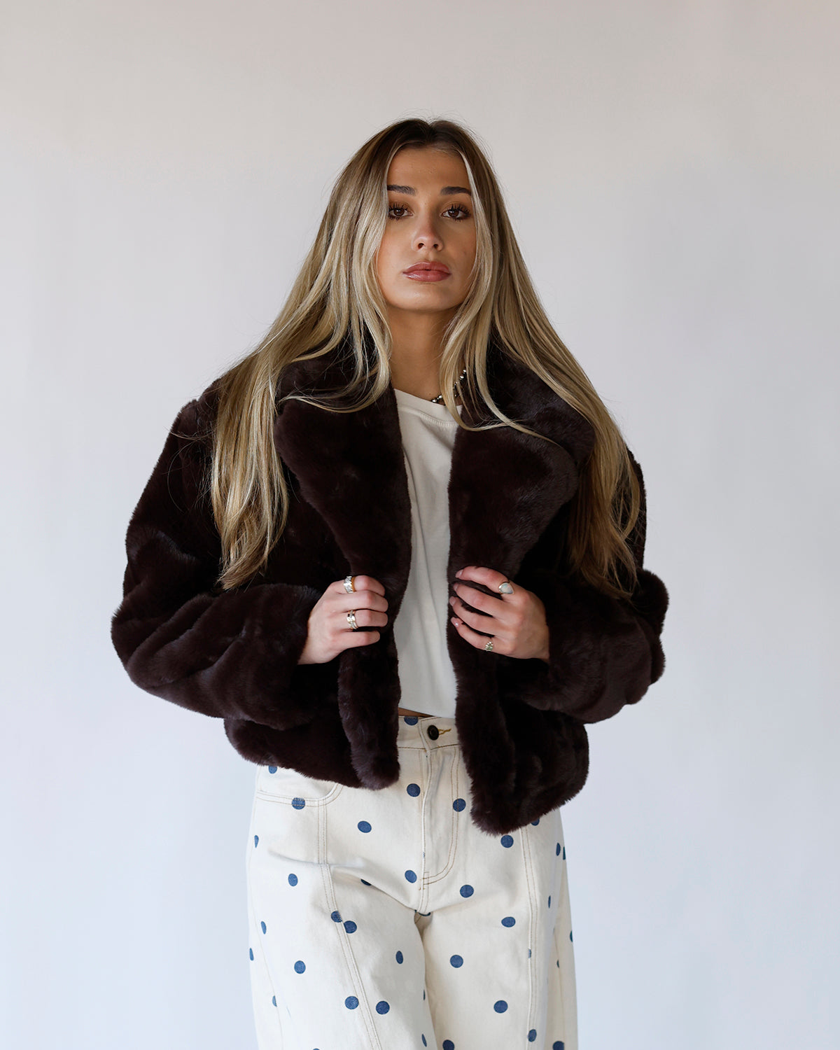 RICH CHOCOLATE FAUX FUR COAT