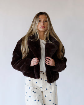 faux fur jacket coat brown luxe fur jacket elegant acket for winter holiday outfit 