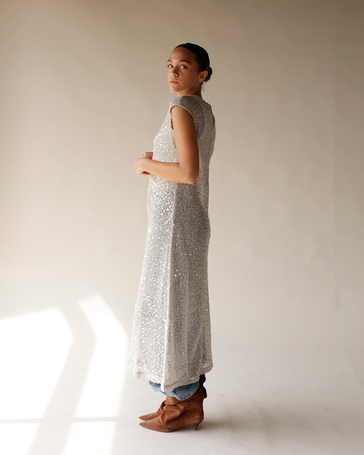 LESLEY SEQUIN MAXI DRESS X IVORY
