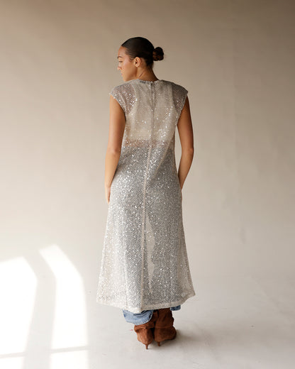 LESLEY SEQUIN MAXI DRESS X IVORY