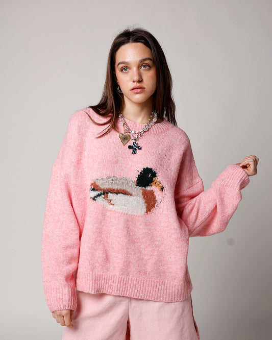 pink sweater with duck design pink duck sweater
