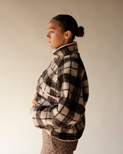 ROXY PLAID FLEECE PULLOVER