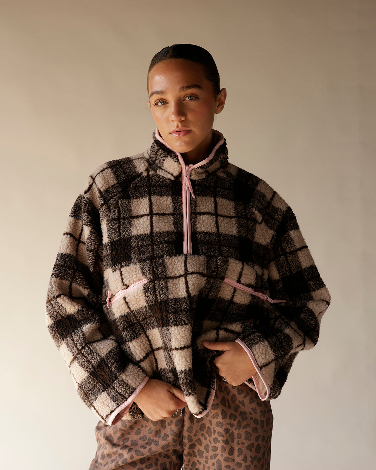 ROXY PLAID FLEECE PULLOVER