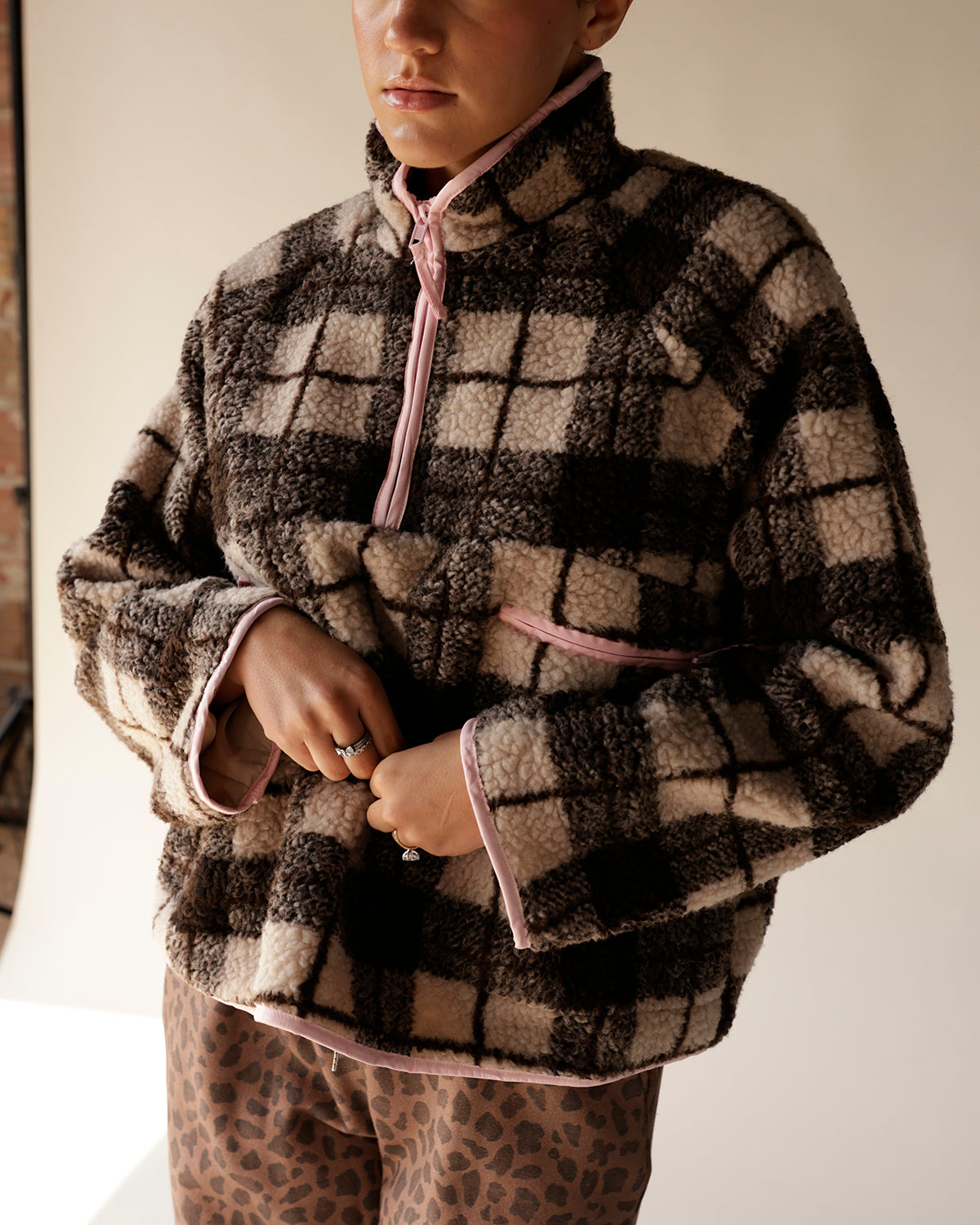 ROXY PLAID FLEECE PULLOVER