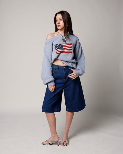 LAZARE BERMUDA SHORTS X BLUE DENIM