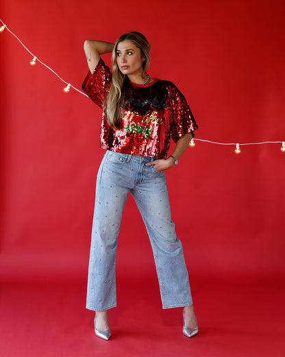 SPARKLE ALL THE WAY SEQUIN TOP