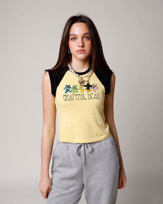 daydreamer grateful dead bears yellow raglan tank top
