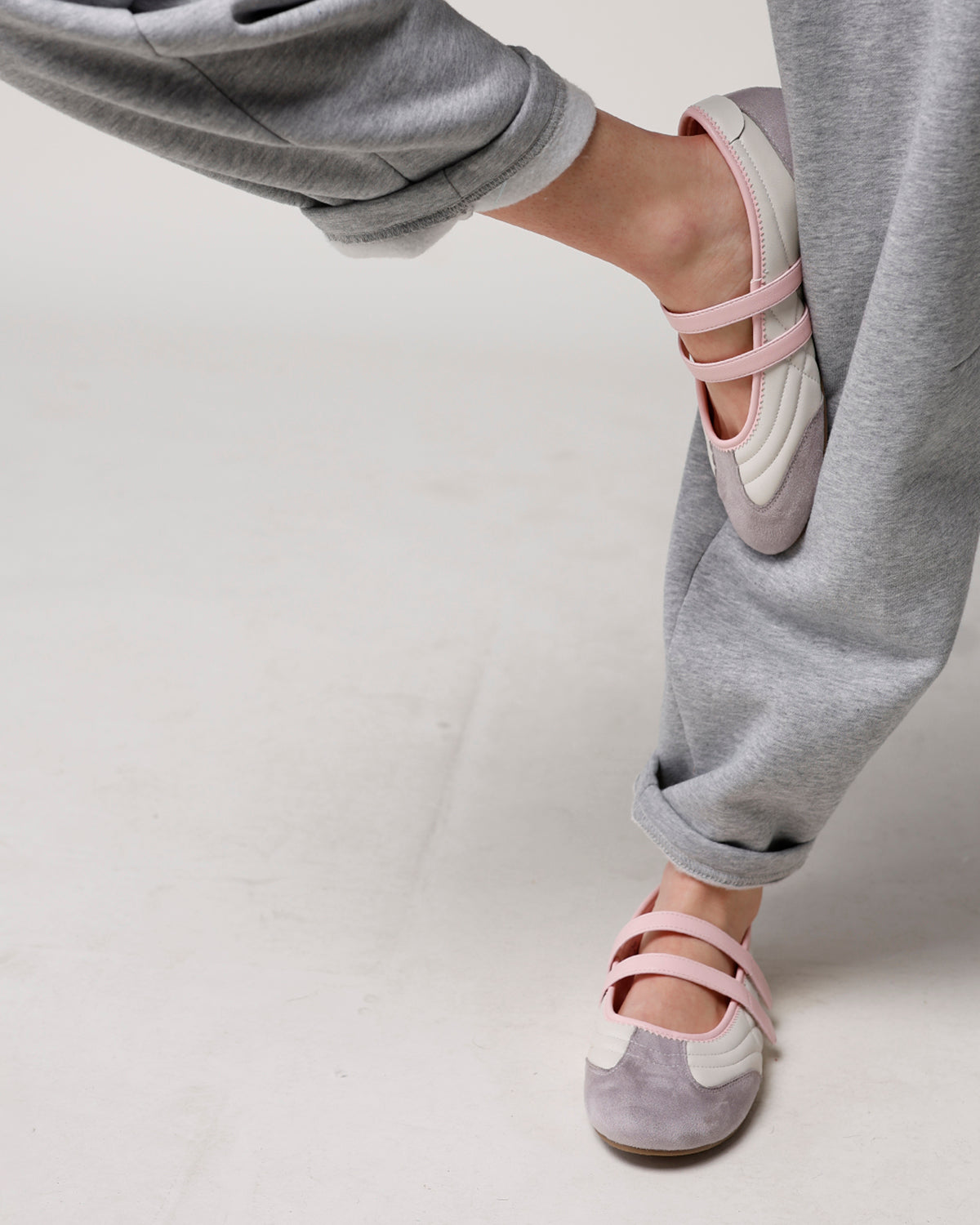 SALOME MARY JANE BALLET SNEAKER X LIGHT GREY &  PINK