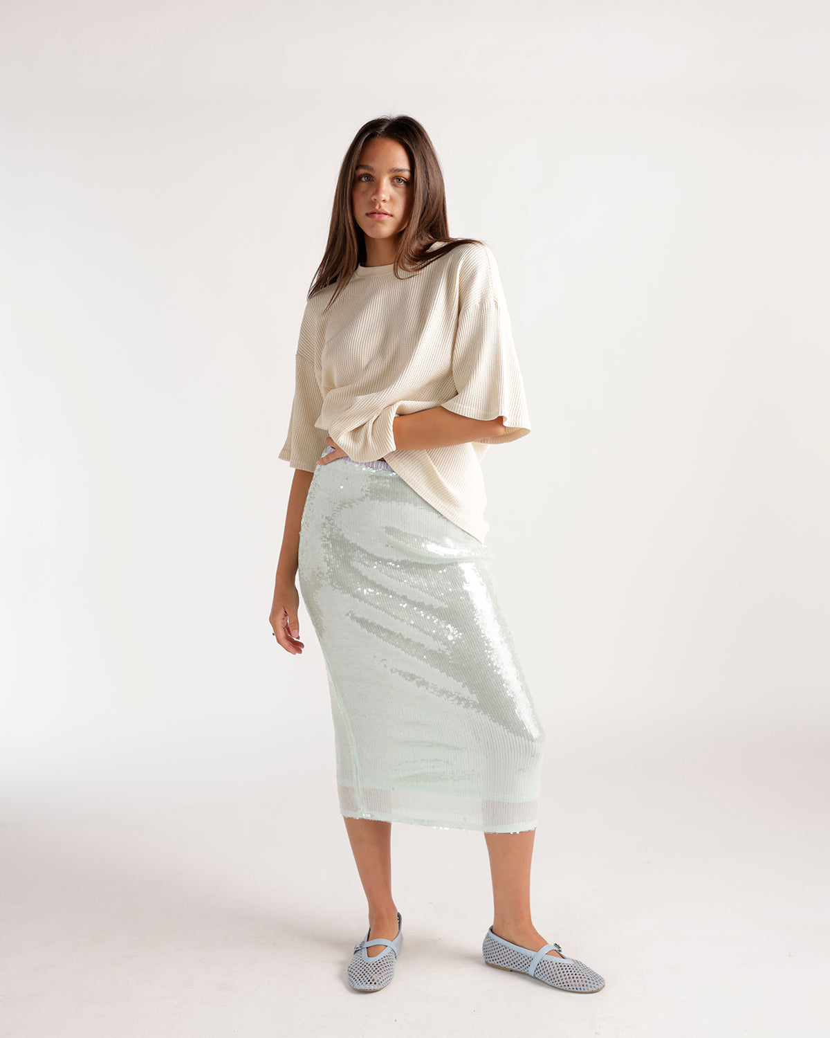UNDER THE SEA SEQUIN MIDI SKIRT