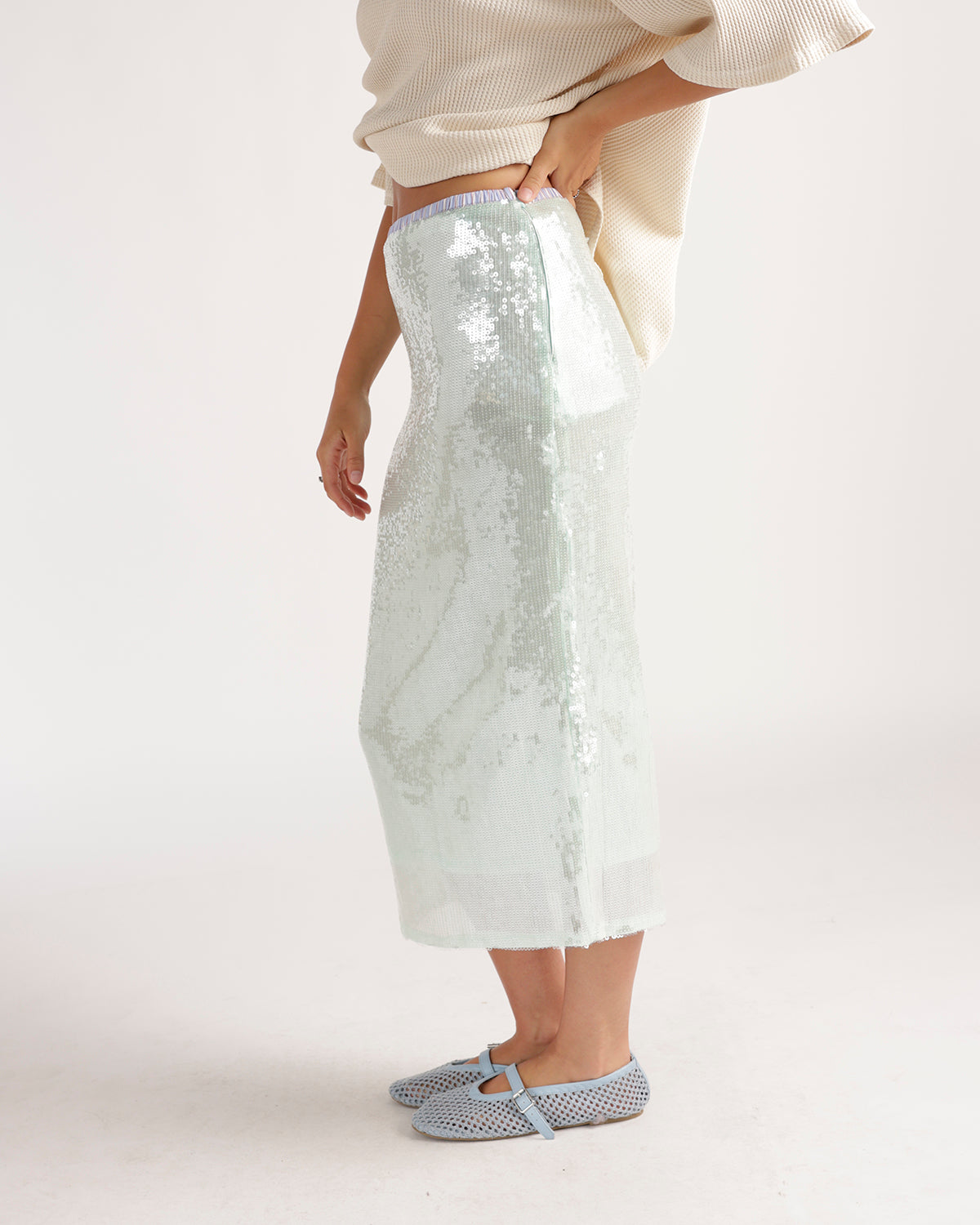 UNDER THE SEA SEQUIN MIDI SKIRT