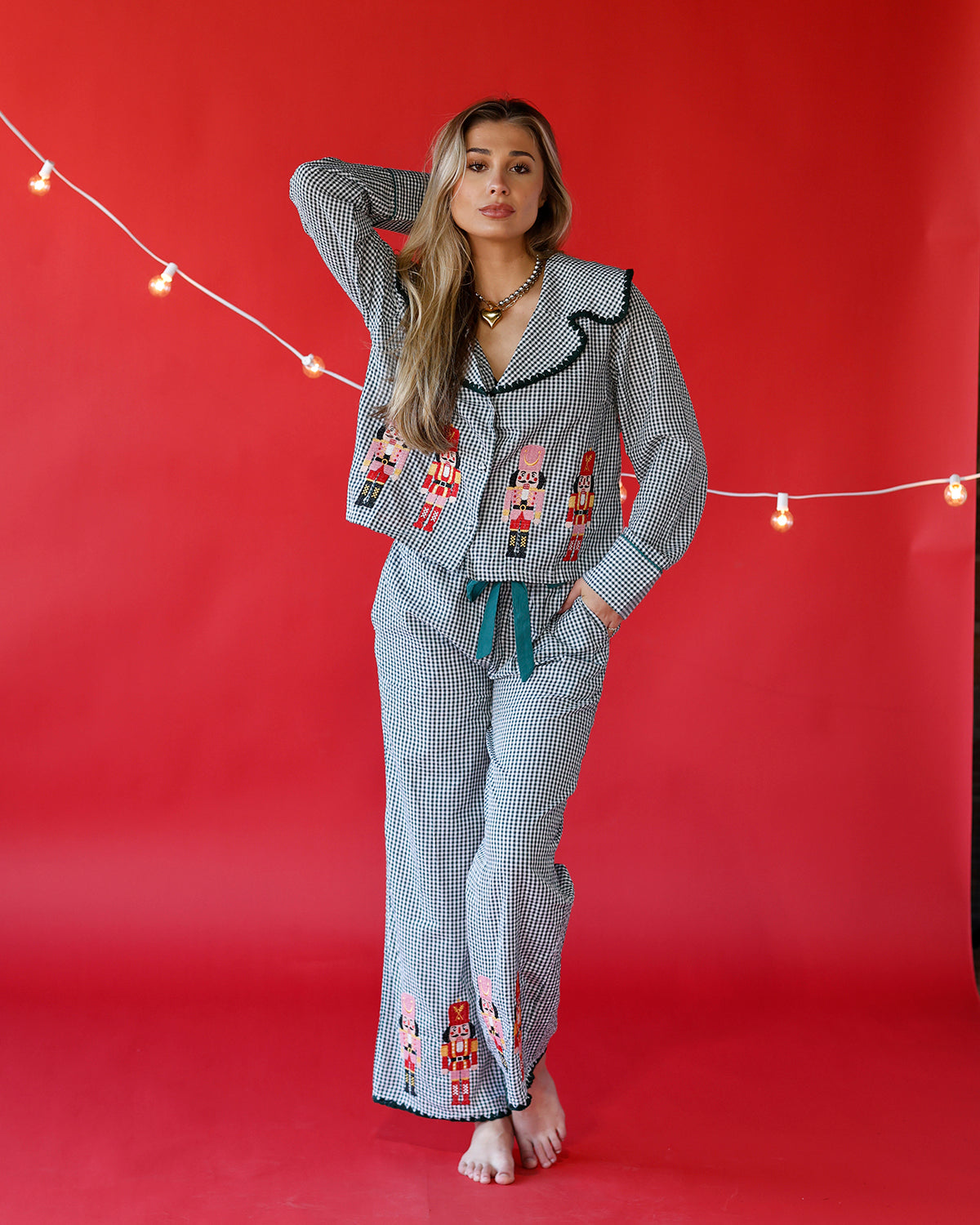 NUTCRACKIN' & NAP-TAKIN' GINGHAM PAJAMA SET