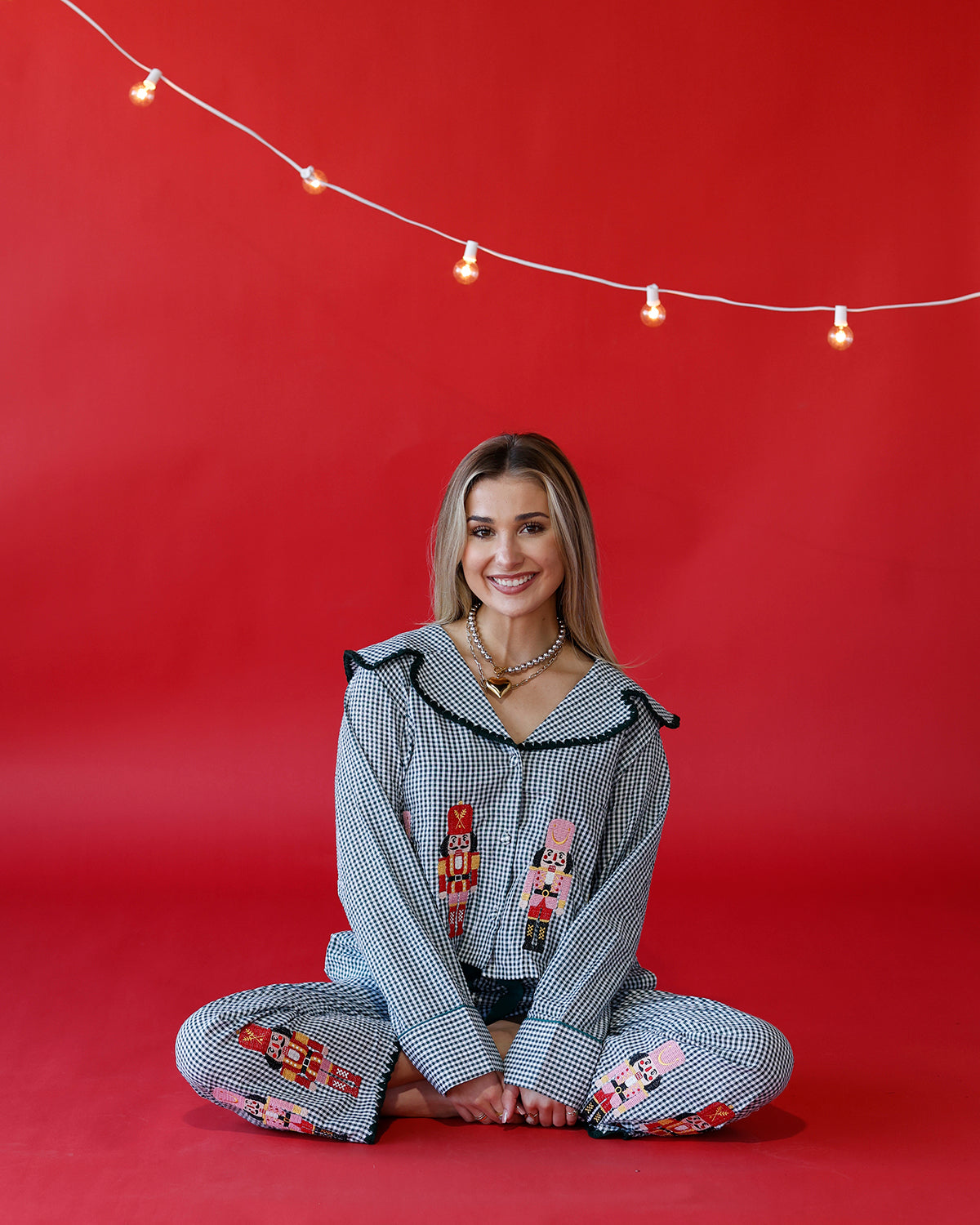 NUTCRACKIN' & NAP-TAKIN' GINGHAM PAJAMA SET