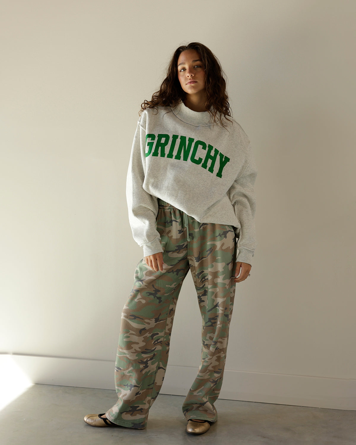 GRINCHY + MERRY REVERSIBLE MOCK NECK SWEATSHIRT