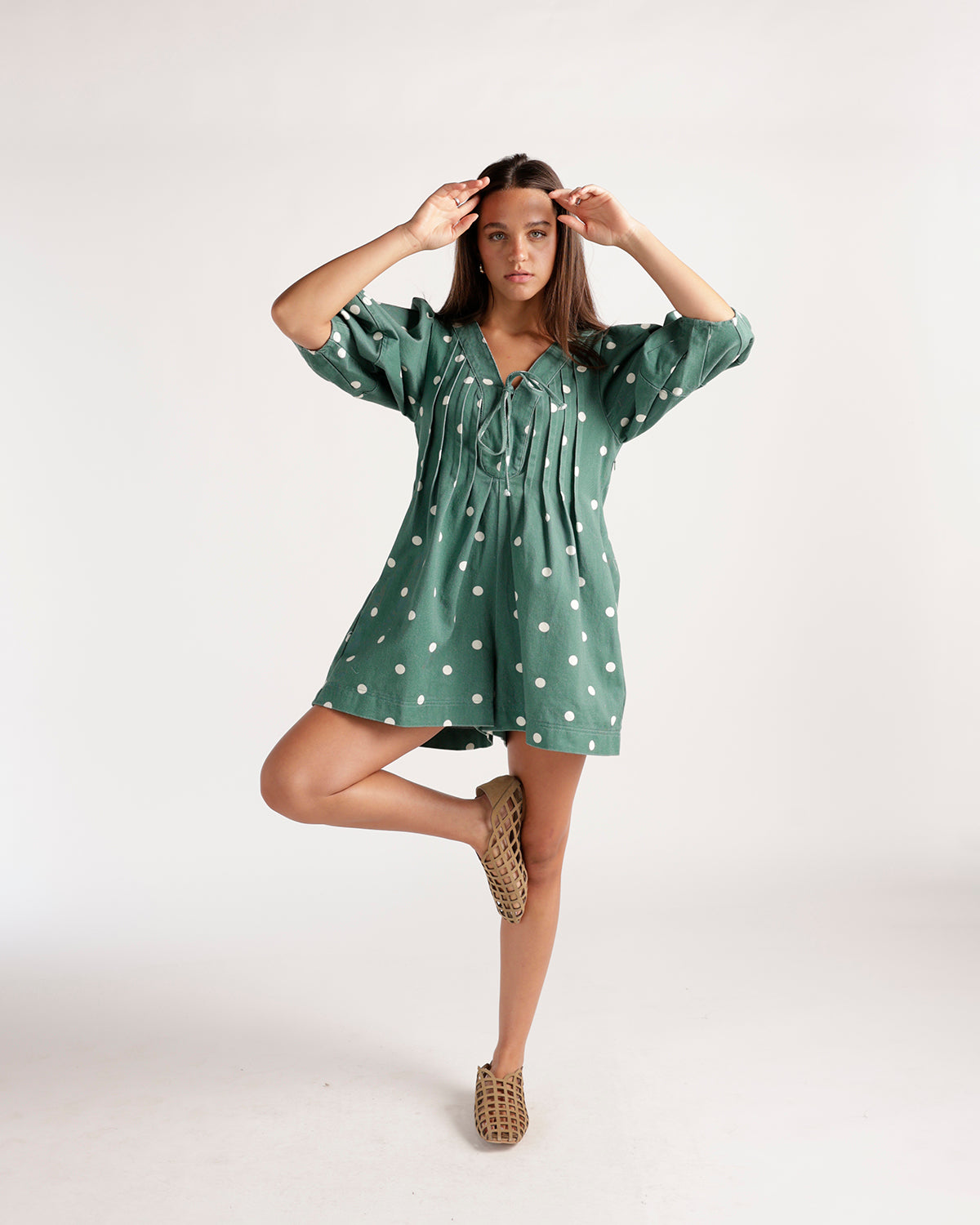 DOT THE OCCASION ROMPER X GREEN