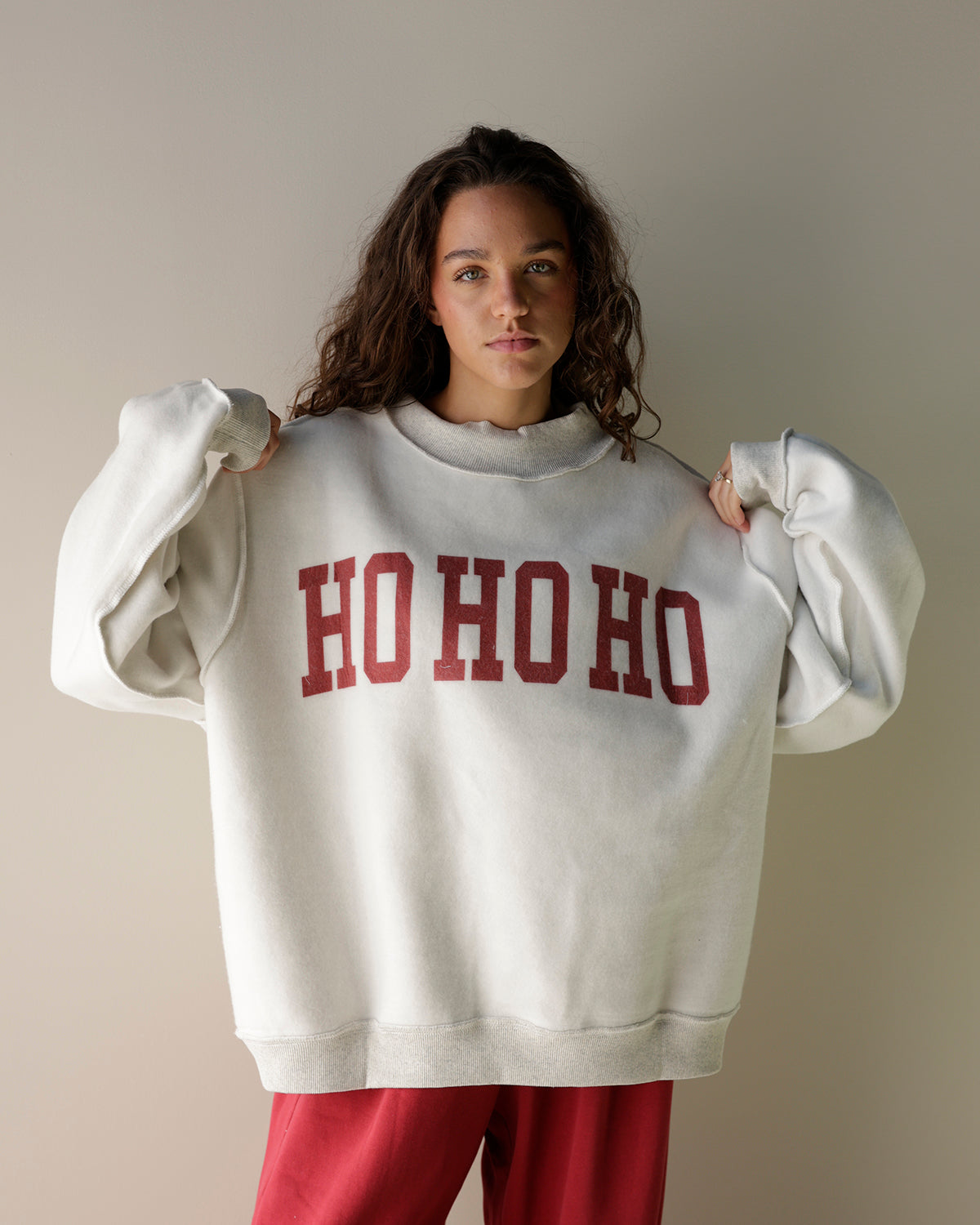 FA LA LA + HO HO HO REVERSIBLE MOCK NECK SWEATSHIRT