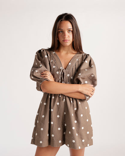 DOT THE OCCASION ROMPER X BROWN