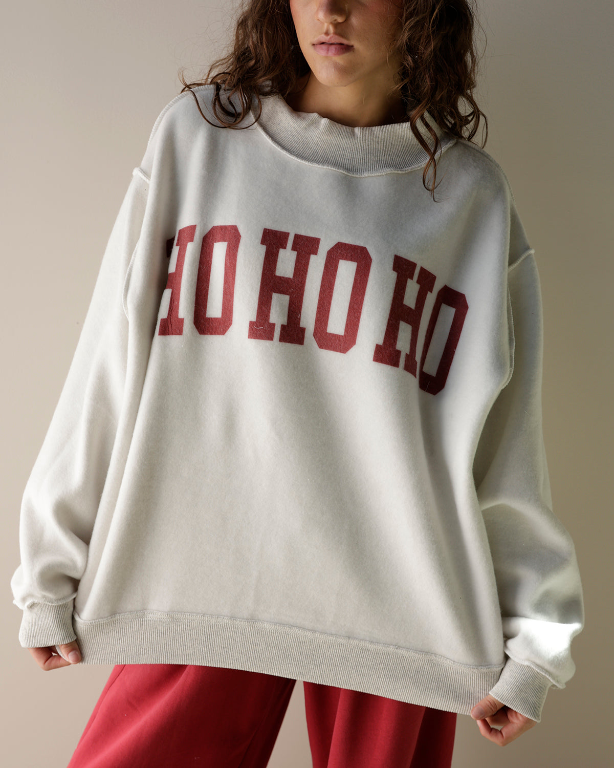 FA LA LA + HO HO HO REVERSIBLE MOCK NECK SWEATSHIRT