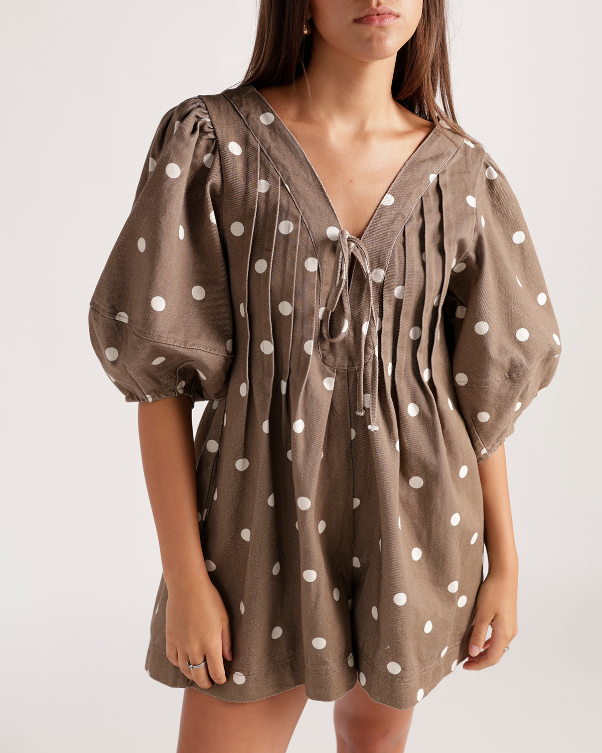 DOT THE OCCASION ROMPER X BROWN
